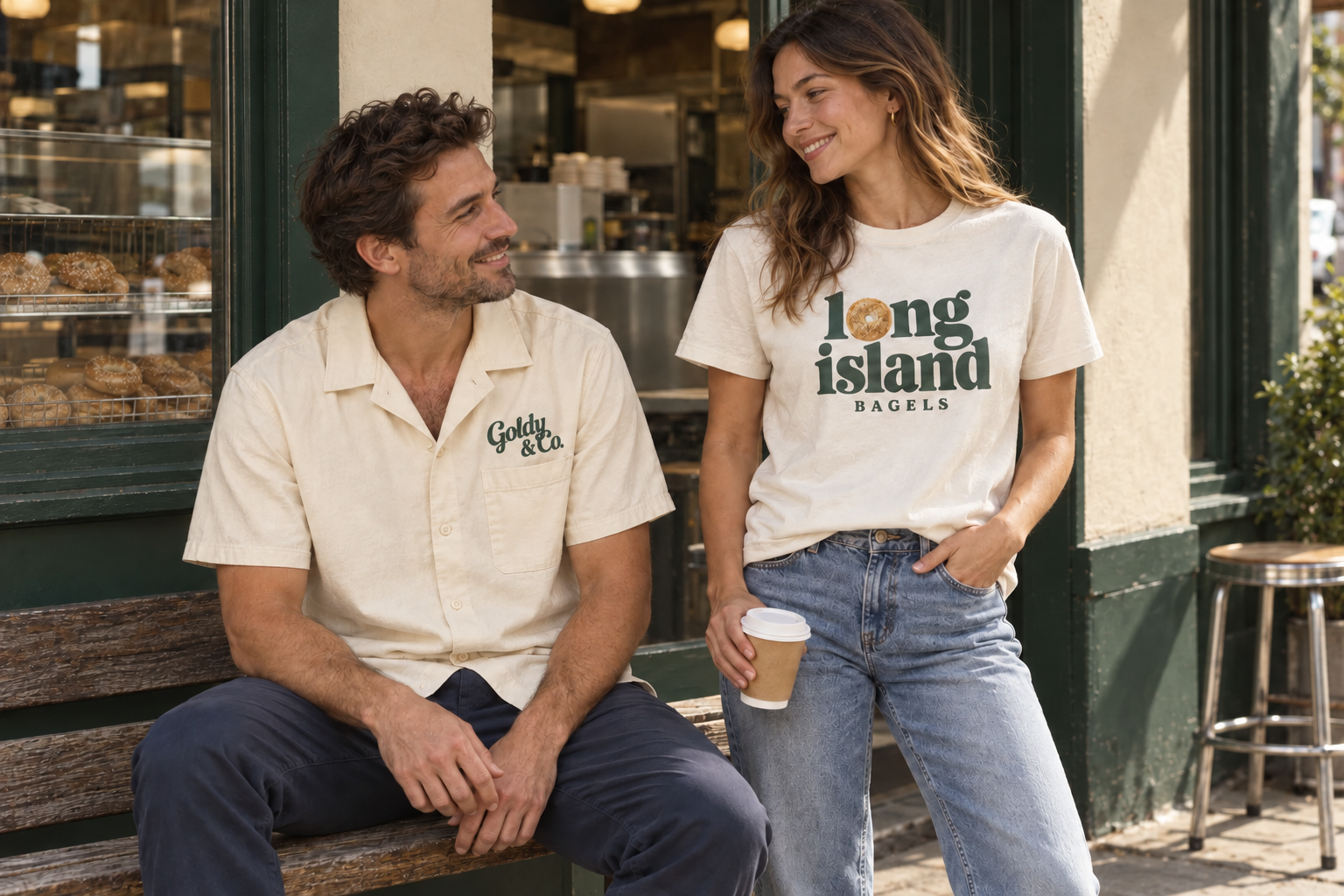 Original Collection Styling Concept Showing The Counter Shirt And Long Island Bagels Tee